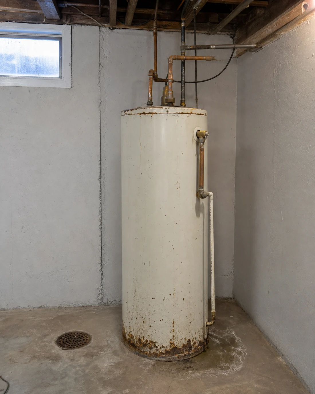 Vieux chauffe-eau rouillé